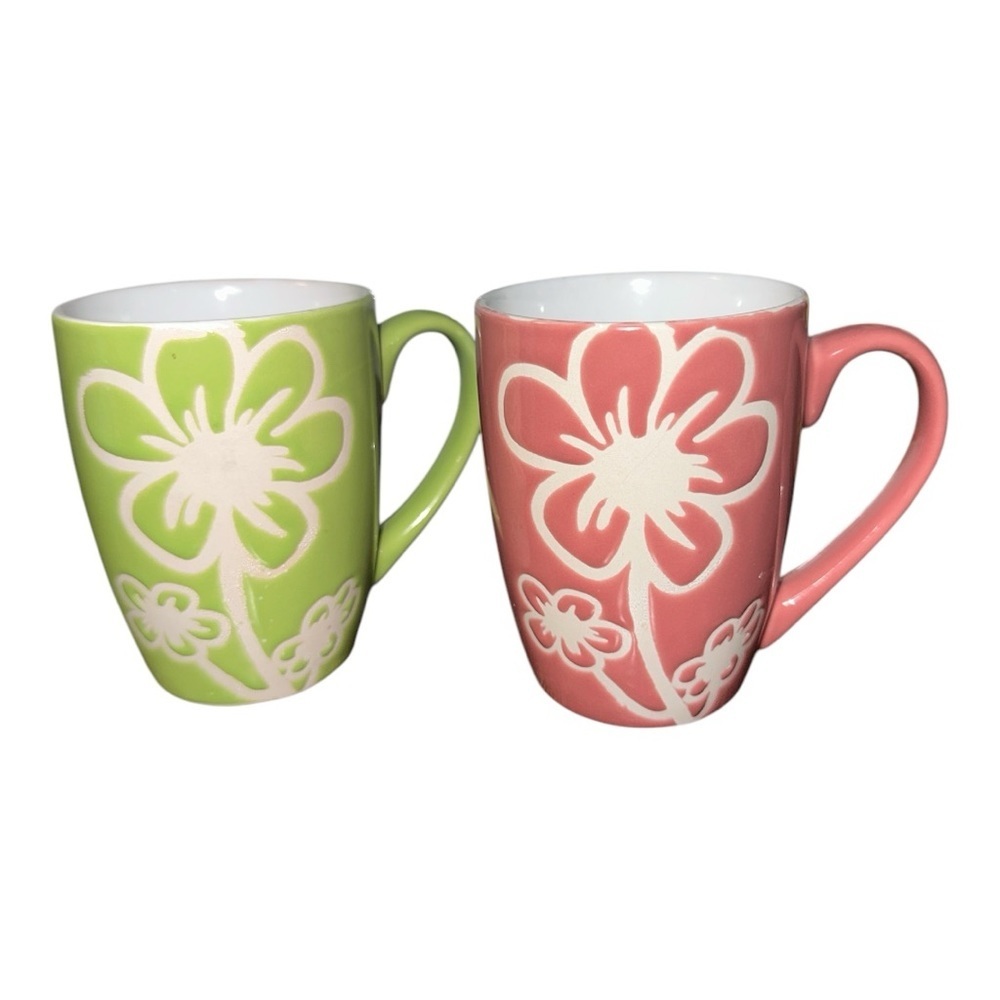 Home Basics 6 Piece Daisy Floral Ceramic 11 Ounce Mug Set - Picture 5 of 8